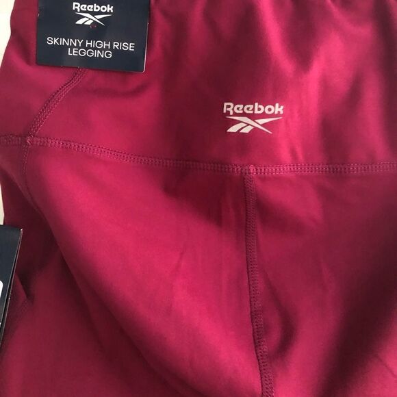 REEBOK Skinny High-rise  Workout Leggings Plum Burgundy Red Wine Size Size: S - Picture 4 of 5